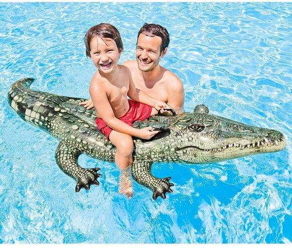 Materassino Cavalcabile Gonfiabile per Bambini a Forma di Coccodrillo 170x86 cm Intex