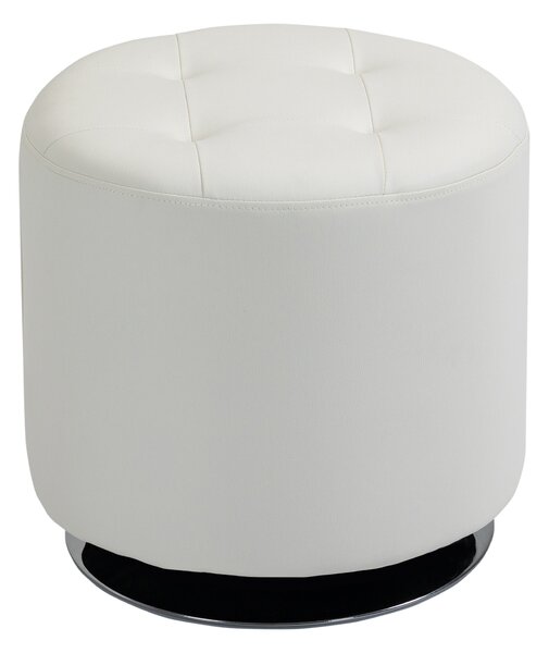 HOMCOM Poggiapiedi da salotto girevole a 360°, pouf ottomano rotondo imbottito in PU con base in acciaio, Ø 45,5 x 44,5 cm, bianco | Aosom Italy