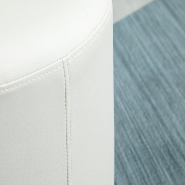 HOMCOM Poggiapiedi da salotto girevole a 360°, pouf ottomano rotondo imbottito in PU con base in acciaio, Ø 45,5 x 44,5 cm, bianco | Aosom Italy