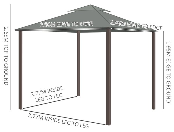 Outsunny Gazebo da giardino esterno 3 x 3 m, tenda con doppio tetto, tende e zanzariera, struttura in alluminio, grigio scuro | Aosom Italy