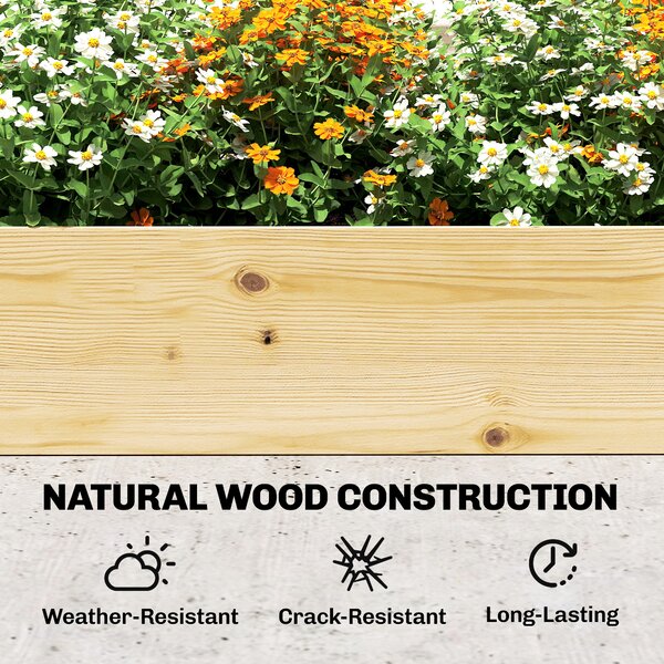 Outsunny Aiuola rialzata con traliccio in legno, fioriera con 3 tralicci e divisorio, fondo aperto 240 x 125 x 102 cm Legno naturale | Aosom Italy