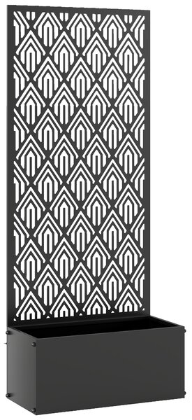 Outsunny Fioriera con grigliato, vaso da fiori, con schermo per la privacy, per piante rampicanti, metallo, 45 x 21,5 x 110 cm, nero | Aosom Italy