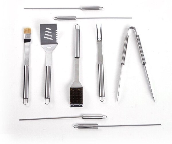 Set 11 Utensili per Barbecue in Acciaio Inox con Valigetta
