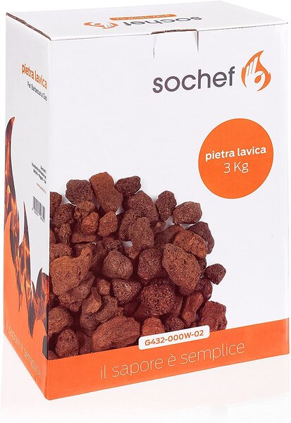 Pietra Lavica in Sacchetto 3 kg per Barbecue a Gas GPL Sochef