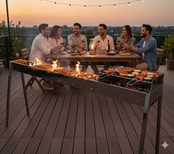Cuoci Arrosticini a Carbone 120 cm con Barbecue Lisa Luxury Milano Grill 80+40