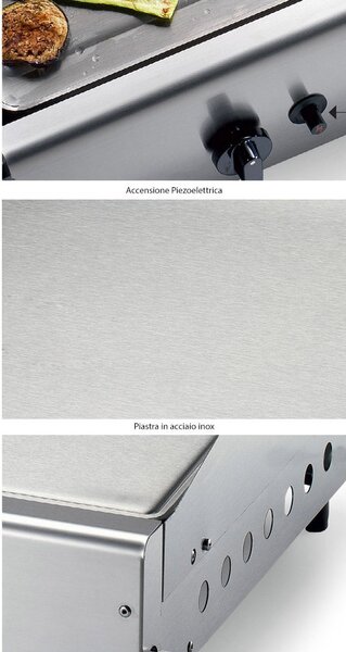 Piastra di Cottura in Acciaio a Gas GPL Metano Ompagrill Plancha Single 4044/M Cover