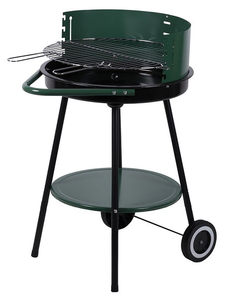 Barbecue a Carbone Carbonella Rotondo Ø51x84,5 cm con Vassoio in Acciaio al Carbonio Verde