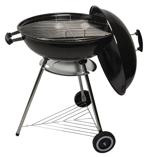 Barbecue a Carbone Carbonella con Coperchio e Ruote 73x57x100 cm in Acciaio Nero