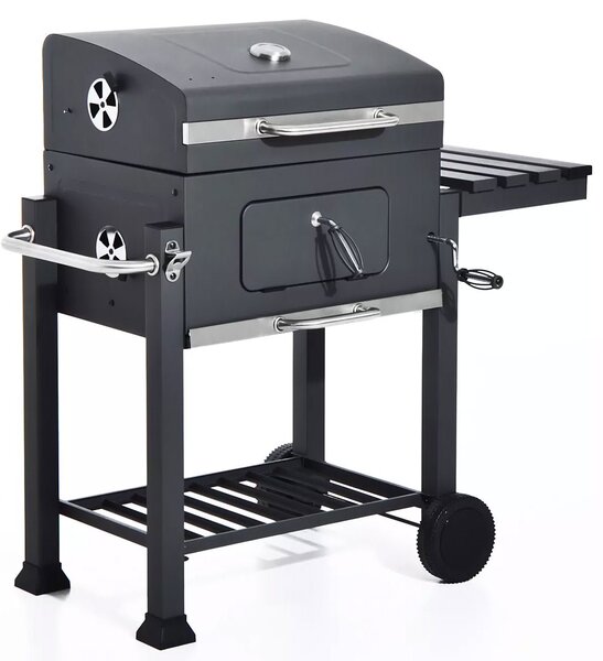 Barbecue a Carbone Carbonella con Coperchio 115x56x108 cm Texas Nero