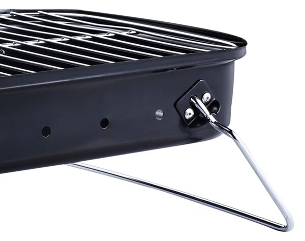 Barbecue a Carbone Carbonella da Tavolo in Ferro Porcellana con Coperchio Nero