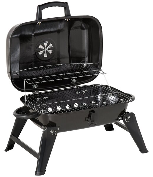 Barbecue a Carbone Carbonella Portatile Pieghevole in Ferro Nero