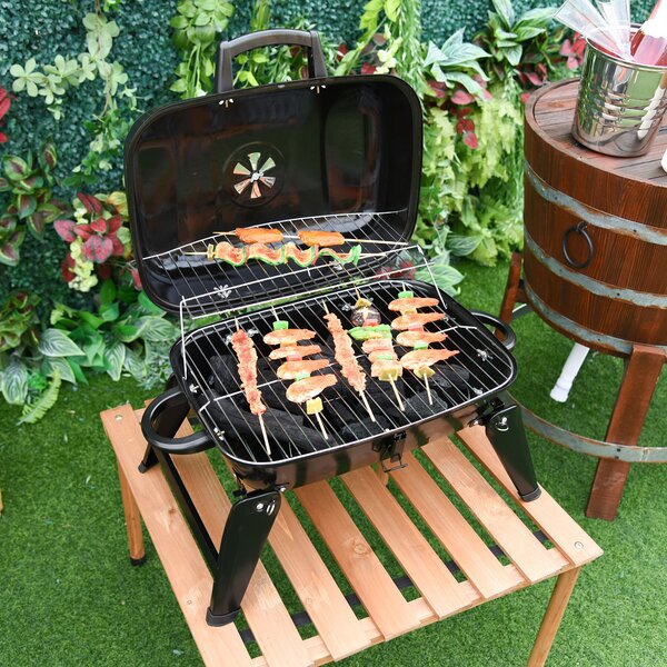 Barbecue a Carbone Carbonella Portatile Pieghevole in Ferro Nero