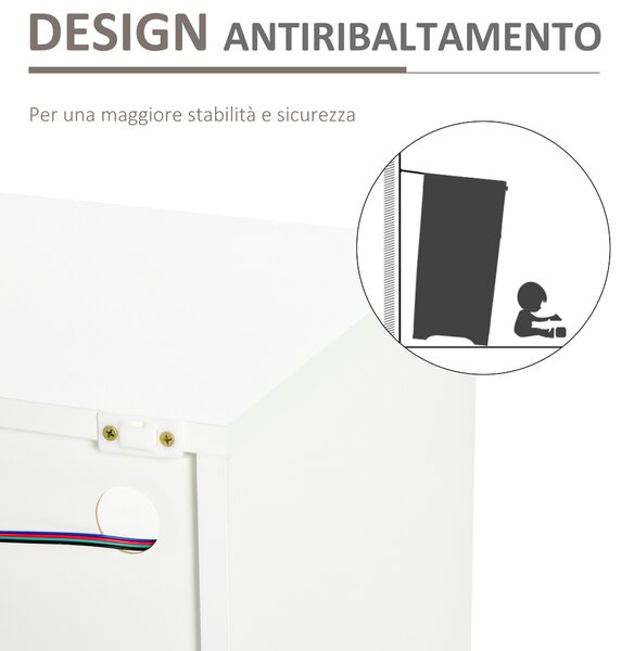 HOMCOM Credenza Moderna 3 Ante con Luci LED Colorate e Telecomando in Legno, 155x40x92cm - Bianco