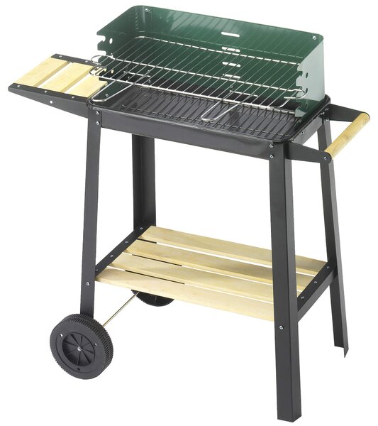 Barbecue a Carbone Carbonella in Acciaio con Ruote Bauer Green W Verde
