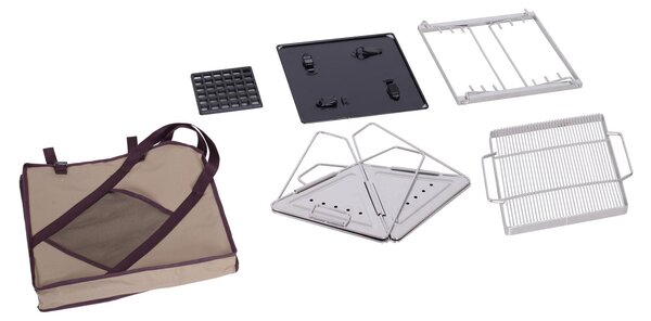 Barbecue a Carbone Carbonella e Legna Portatile in Acciaio Inox