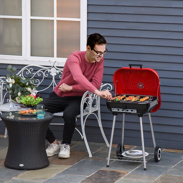 Barbecue a Carbone Carbonella con Coperchio e Ruote