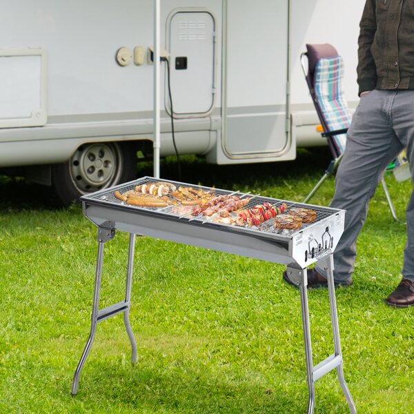 Barbecue a Carbone Carbonella Portatile e Pieghevole in Acciaio Inox