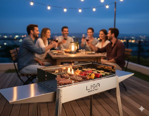 Barbecue a Carbone Carbonella in Acciaio Lisa Luxury Etna