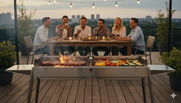 Barbecue a Carbone Carbonella in Acciaio Lisa Luxury Etna Maxi