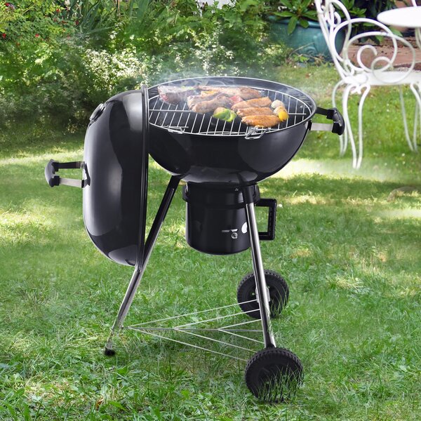 Barbecue a Carbone Carbonella in Acciaio Portatile 2 Ruote 50x63x94 cm Round