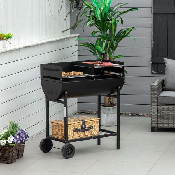 Barbecue a Carbone Carbonella in Acciaio 90x45x96 cm Rush Nero