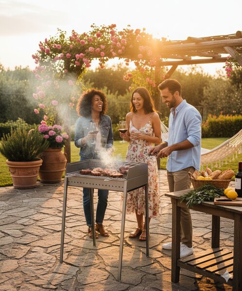 Barbecue a Carbone Carbonella 60x40 cm in Acciaio Lisa Luxury Stromboli