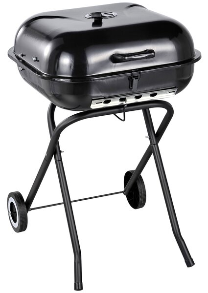 Barbecue a Carbone Carbonella Portatile con 2 Ruote 57x70x86 cm TravelF