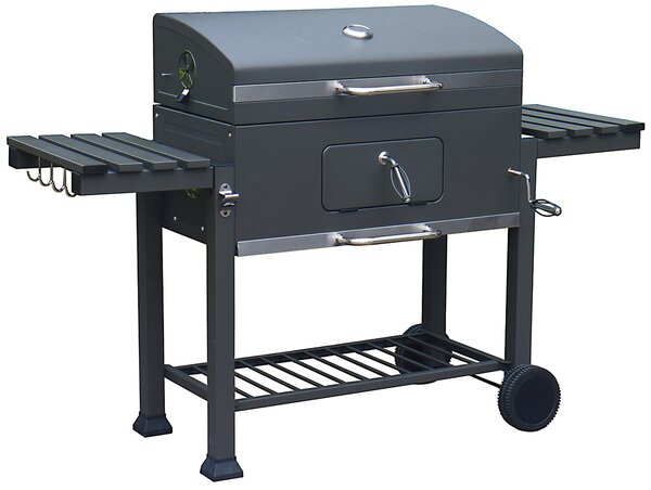Barbecue a Carbone Carbonella con Coperchio 160x160x108 cm Kansas Nero