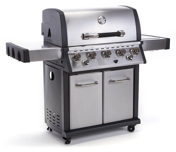 Barbecue a Gas con 5 Bruciatori Termometro Fornello Laterale e Infrarossi Taddei Hancook 5F