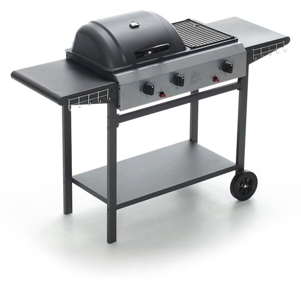 Barbecue a Gas Sistema Pietra Lavica e Ghisa con 3 Bruciatori e Termometro Taddei 3F