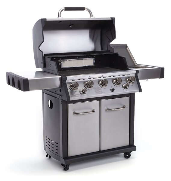 Barbecue a Gas con 5 Bruciatori Termometro Fornello Laterale e Infrarossi Taddei Hancook 5F