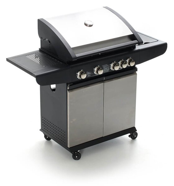 Barbecue a Gas con 4 Bruciatori Termometro e Fornello Laterale Taddei 4F Deluxe