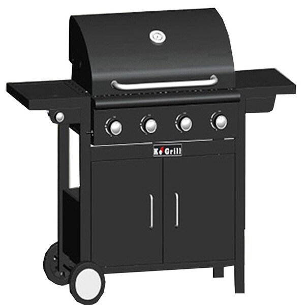 Barbecue a Gas GPL a Pietra Lavica 4 Fuochi Arrosto Extra Lux Nero