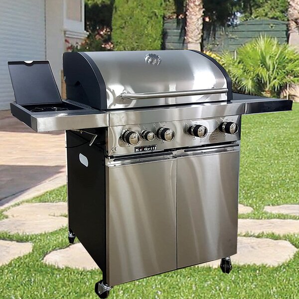 Barbecue a Gas GPL Pietra Lavica 4 Fuochi Fire Dok Special Inox