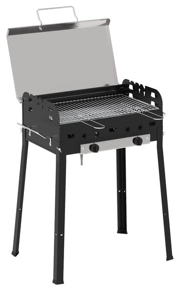 Barbecue a Gas GPL Pietra Lavica 2 Fuochi 5+5kW Ferraboli Roccia Gas Eco