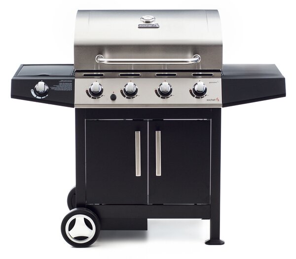 Barbecue a Gas GPL Pietra Lavica 4 Fuochi 14kW con Fornello Laterale Sochef Golosone 4