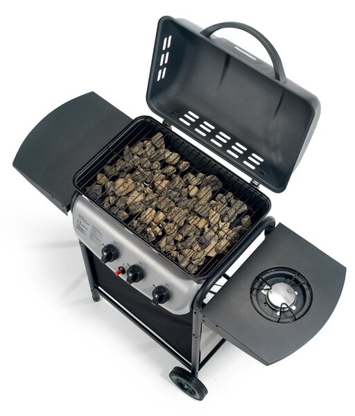 Barbecue a Gas 1 Bruciatore con Fornello Laterale Ompagrill Black-Line Gas Ecolava Plus