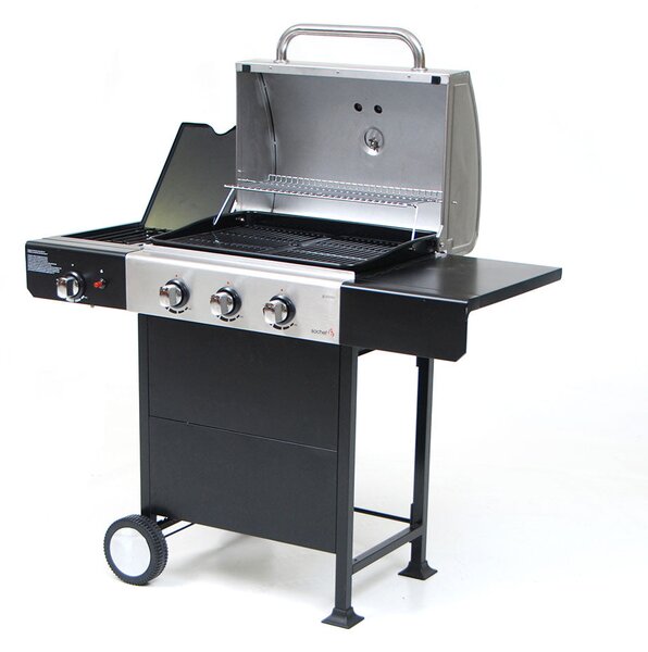 Barbecue a Gas 3 Bruciatori con Fornello Laterale Sochef Gustoso