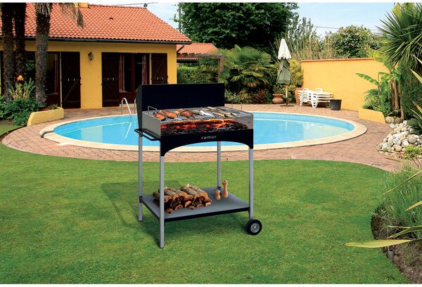 Barbecue a Legna con Griglia in Ferro Cromato Famur BK 8 Eco