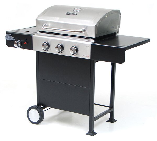 Barbecue a Gas 3 Bruciatori con Fornello Laterale Sochef Gustoso