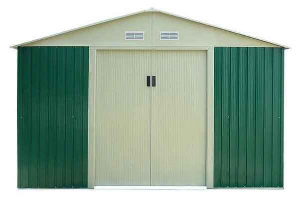 Casetta Box da Giardino in Lamiera Verde per Deposito Attrezzi H198x251x171cm Taddei Pert L