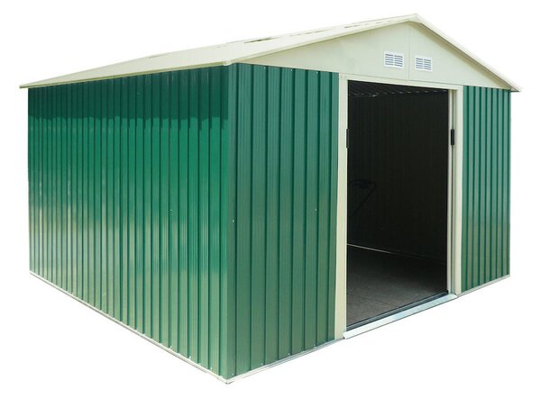 Casetta Box da Giardino in Lamiera Verde per Deposito Attrezzi H198x251x171cm Taddei Pert L