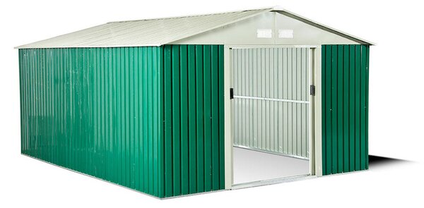 Casetta Box da Giardino in Lamiera Verde per Deposito Attrezzi H190x191x111cm Taddei Pert S