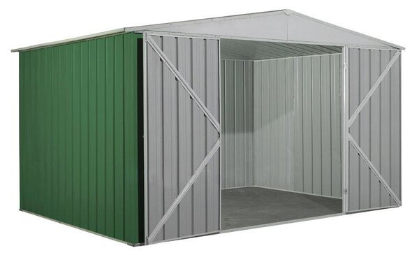 Casetta Box da Giardino in Lamiera di Acciaio Porta Utensili 360x260x212 cm Enaudi Verde