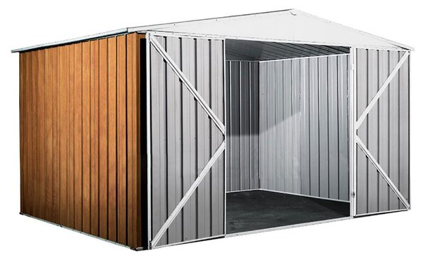 Casetta Box da Giardino in Lamiera di Acciaio Porta Utensili 360x260x212 cm Enaudi Legno