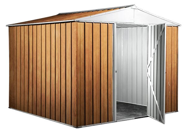 Casetta Box da Giardino in Lamiera di Acciaio Porta Utensili 276x260x212 cm Enaudi Legno