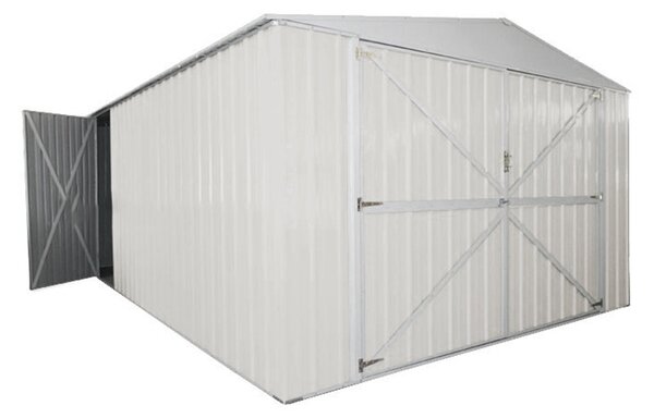 Casetta Box da Giardino in Lamiera di Acciaio Porta Utensili 360x514x230 cm Enaudi Bianca