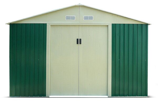 Casetta Box da Giardino in Lamiera Verde per Deposito Attrezzi H190x191x111cm Taddei Pert S