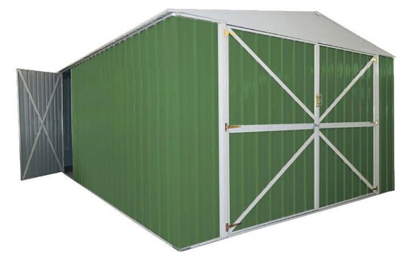Casetta Box da Giardino in Lamiera di Acciaio Porta Utensili 360x600x230 cm Enaudi Verde