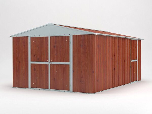 Casetta Box da Giardino in Lamiera di Acciaio Porta Utensili 360x430x210 cm Enaudi Legno